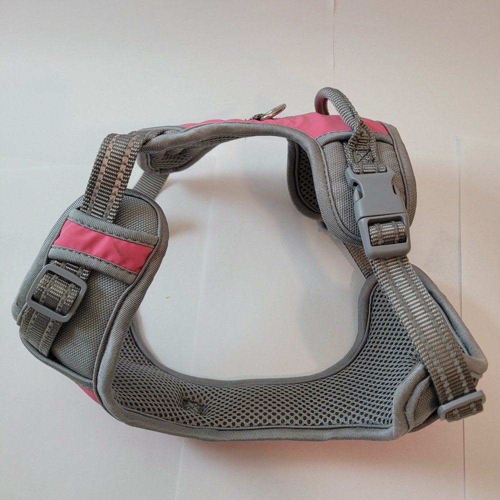 Quality Dog Harness Pet Pink Grey Adjustable Reflective Mesh Padded Vest M L